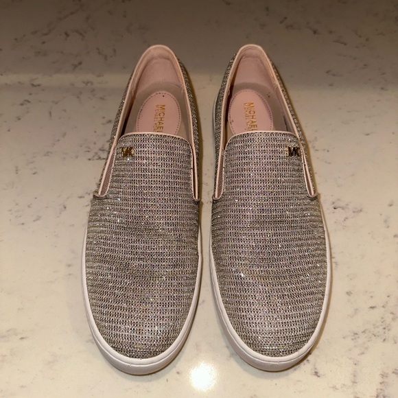 Michael Kors Keaton Glitter Chain Mesh Slip-On Sneaker - Picture 1 of 11